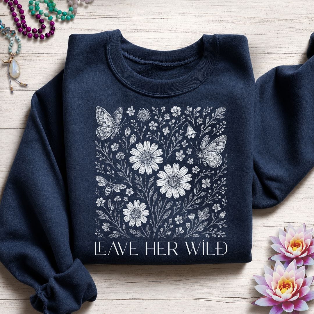 Leave Her Wild Graphic Sweatshirt Navy