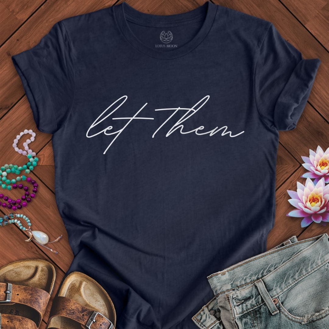 Let Them Script Tee Heather Midnight Navy