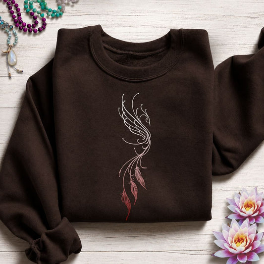 Line Art Phoenix Sweatshirt Dark Chocolate