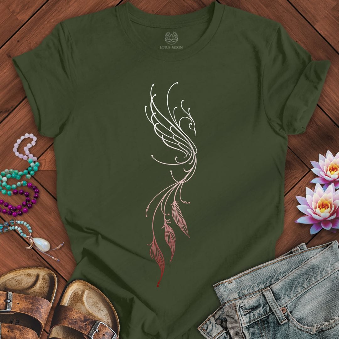 Line Art Phoenix Tee Military Green