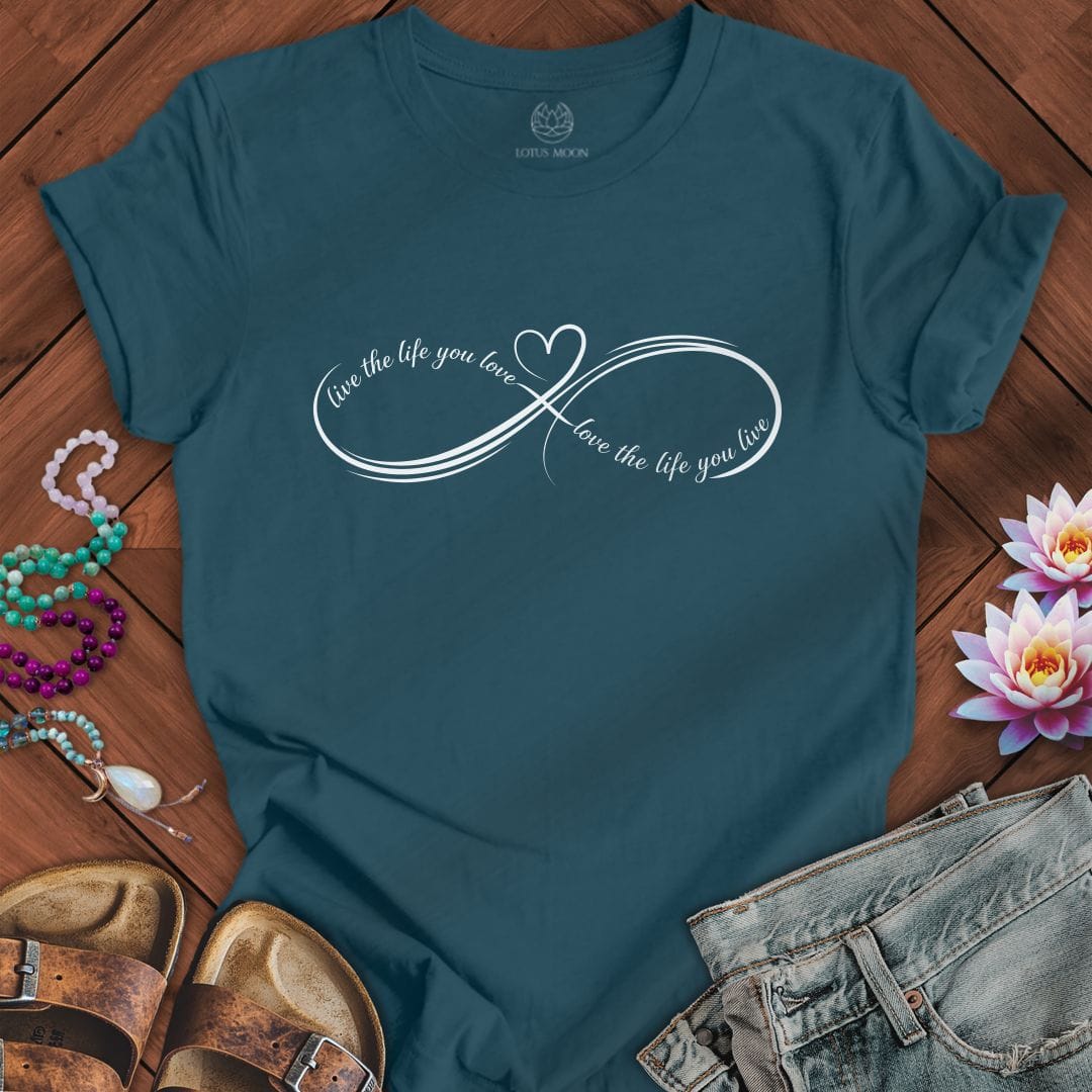 Printify T-Shirt Live Love Infinity Tee Deep Teal / S