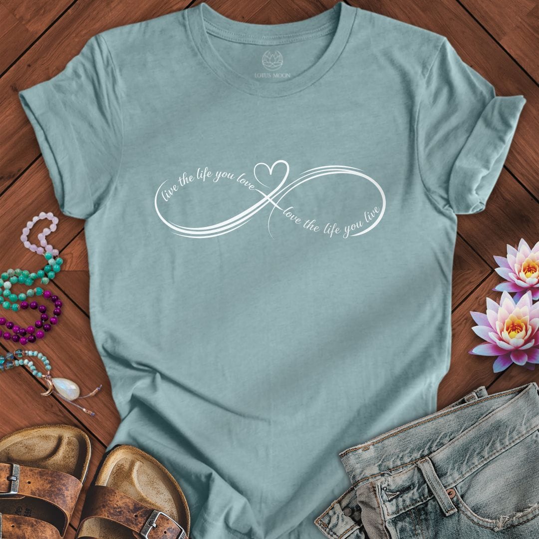 Printify T-Shirt Live Love Infinity Tee Heather Blue Lagoon / S