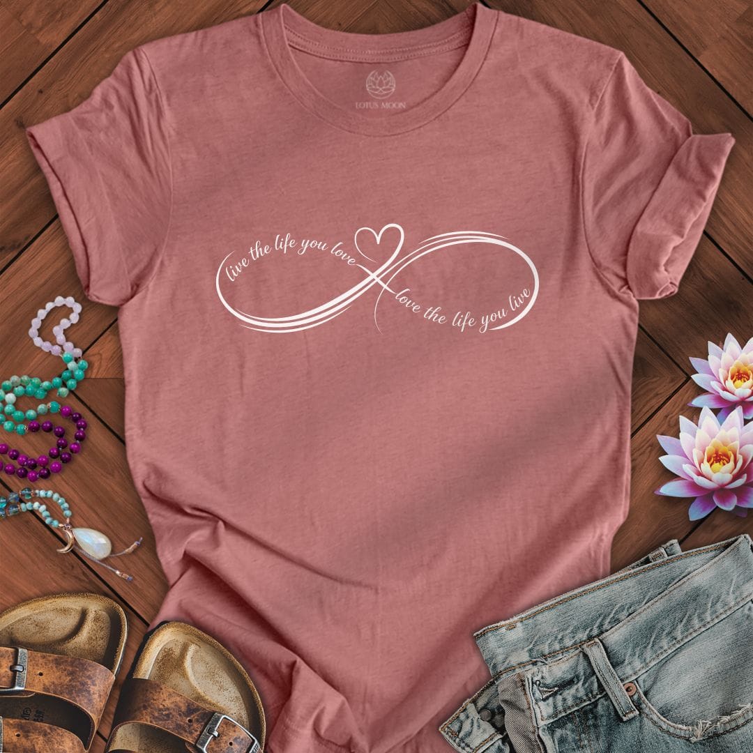 Printify T-Shirt Live Love Infinity Tee Heather Mauve / S