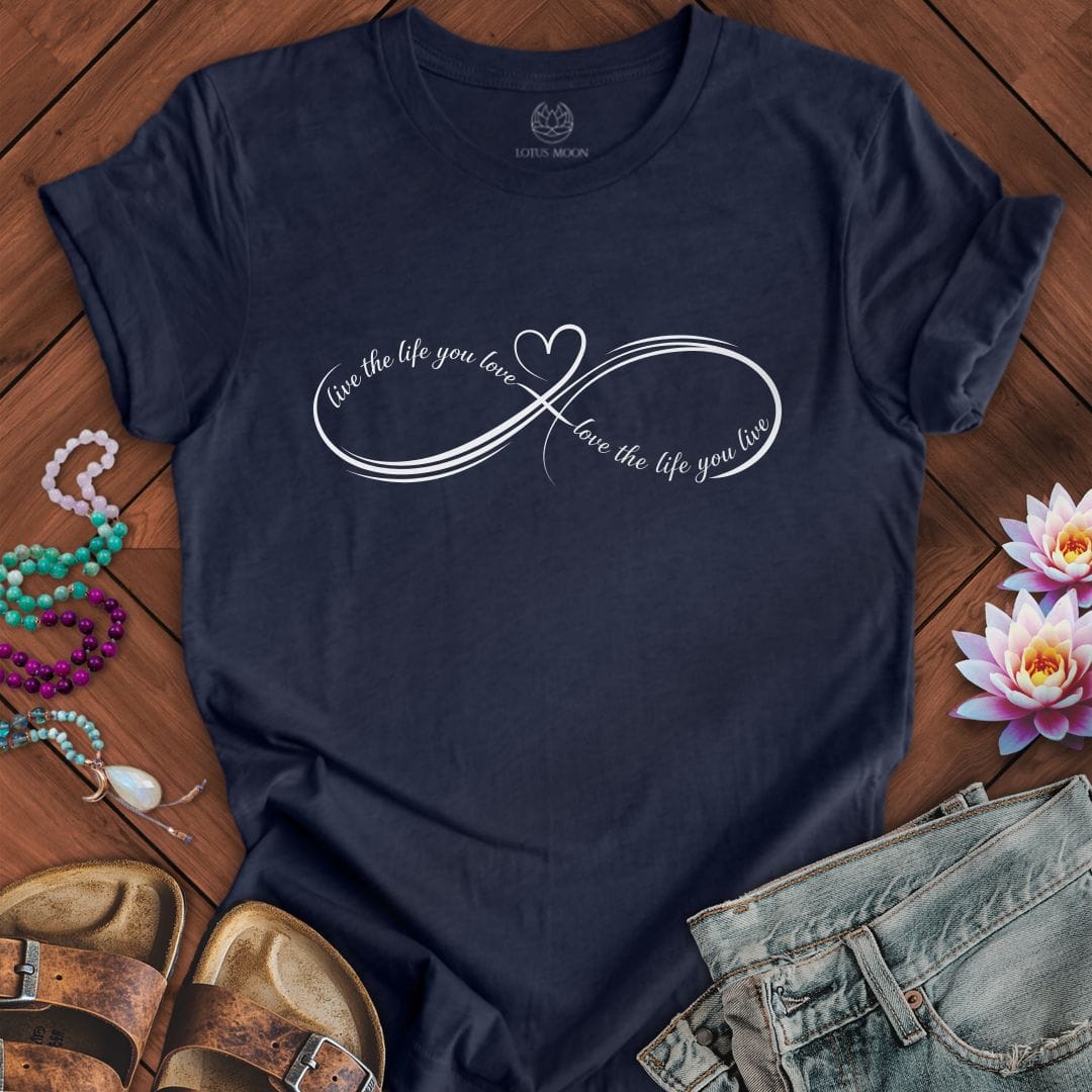 Printify T-Shirt Live Love Infinity Tee Heather Midnight Navy / S