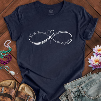 Printify T-Shirt Live Love Infinity Tee Heather Midnight Navy / S