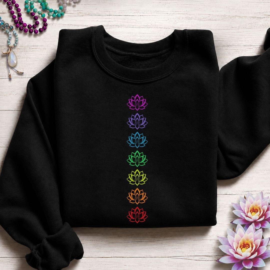 Printify Sweatshirt Lotus Chakras Sweatshirt Black / S