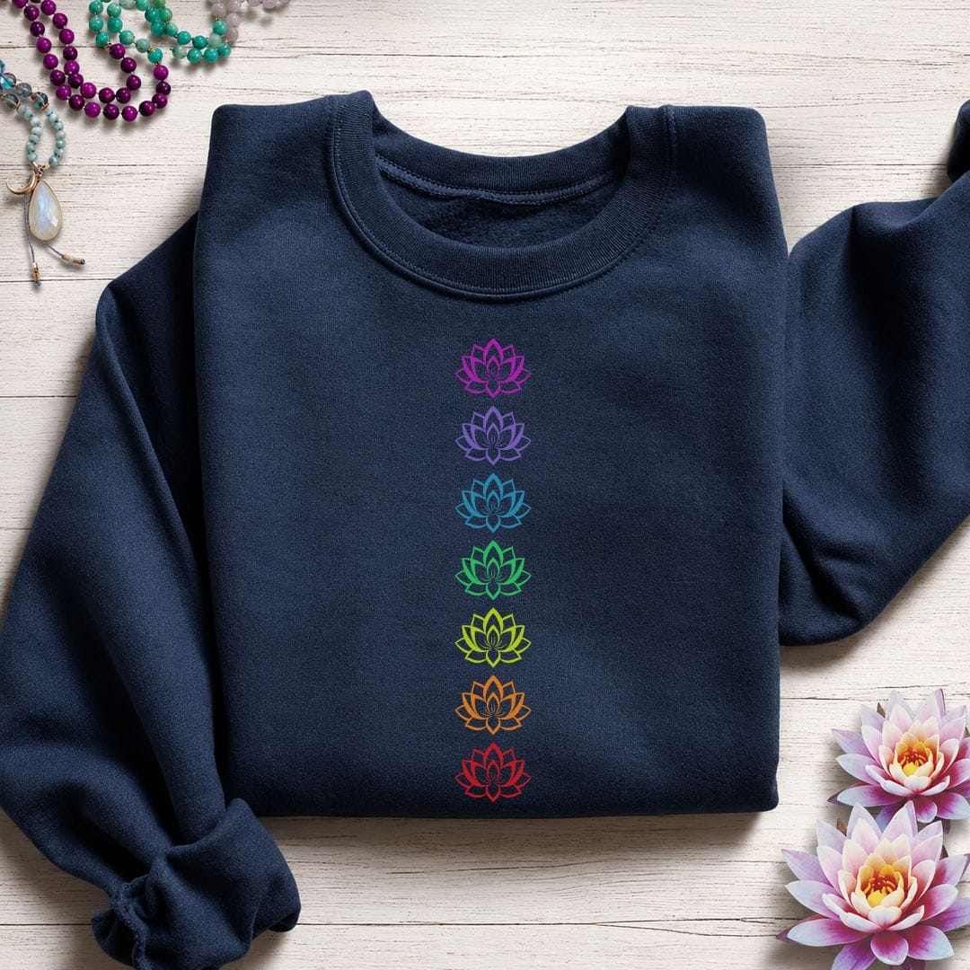 Printify Sweatshirt Lotus Chakras Sweatshirt Navy / S
