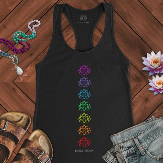 Lotus Chakras Tank Solid Black