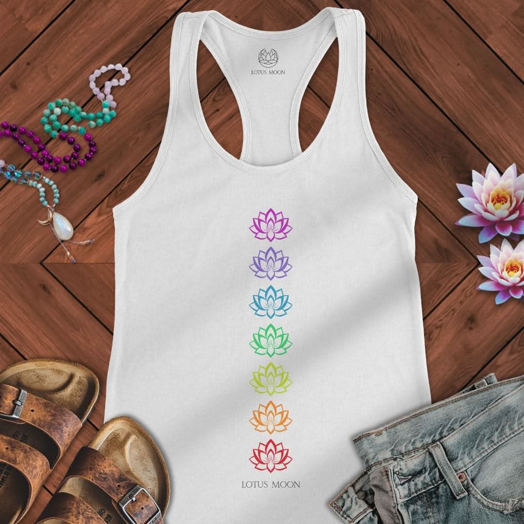 Lotus Chakras Tank Solid White