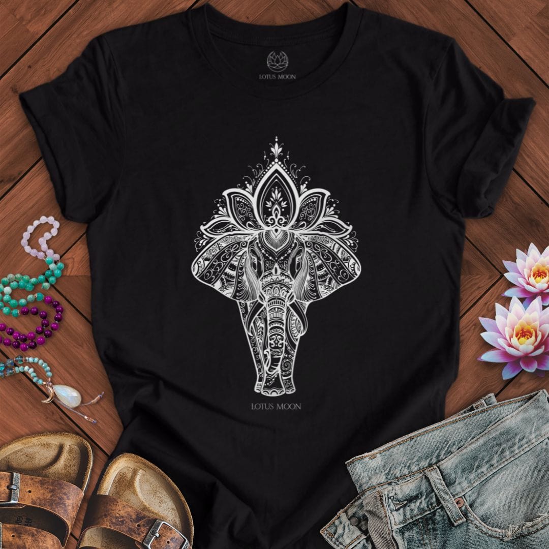 Lotus Elephant Tee Black Heather