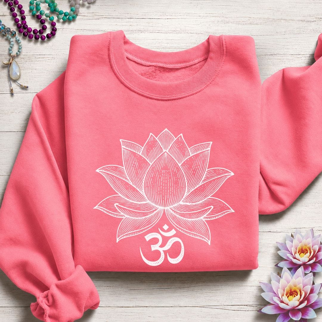Lotus Om Sweatshirt Safety Pink