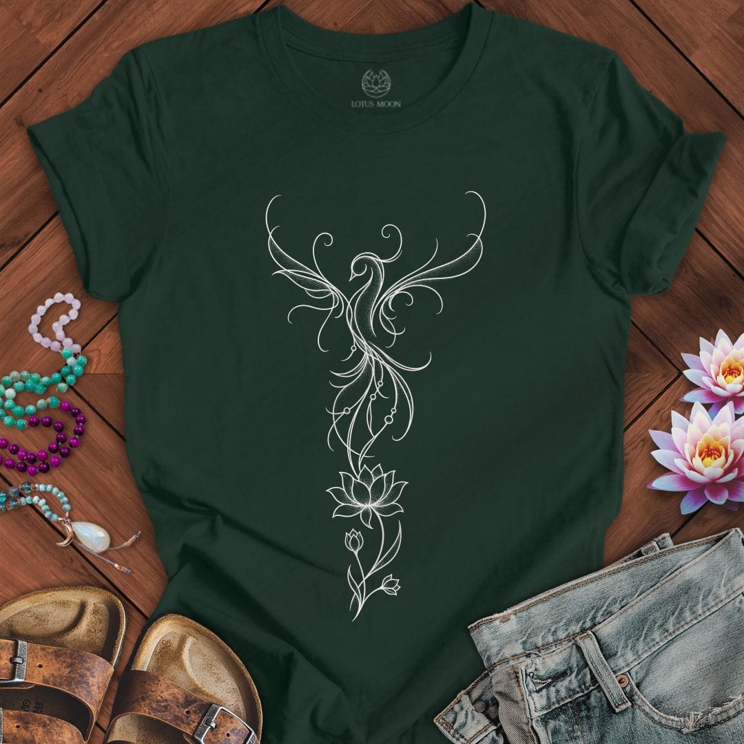 Printify T-Shirt Lotus Phoenix Tee Forest / S