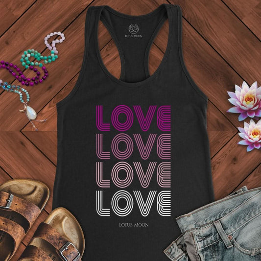 Love Lines Tank Solid Black