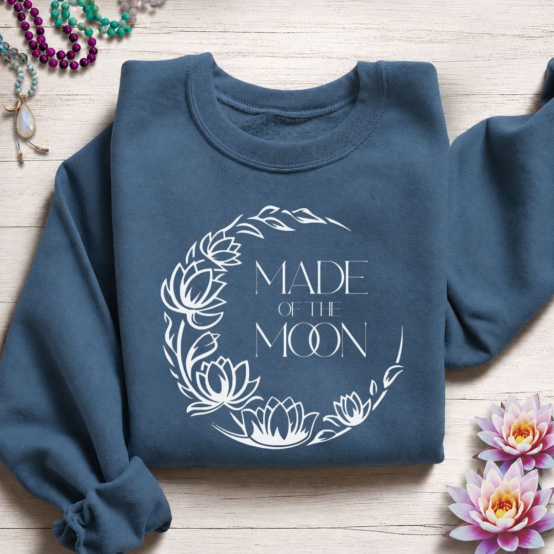Printify Sweatshirt Made of the Moon Sweatshirt Indigo Blue / S
