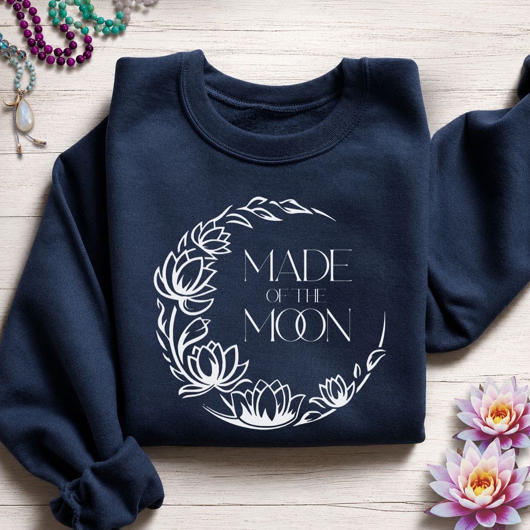 Printify Sweatshirt Made of the Moon Sweatshirt Navy / S
