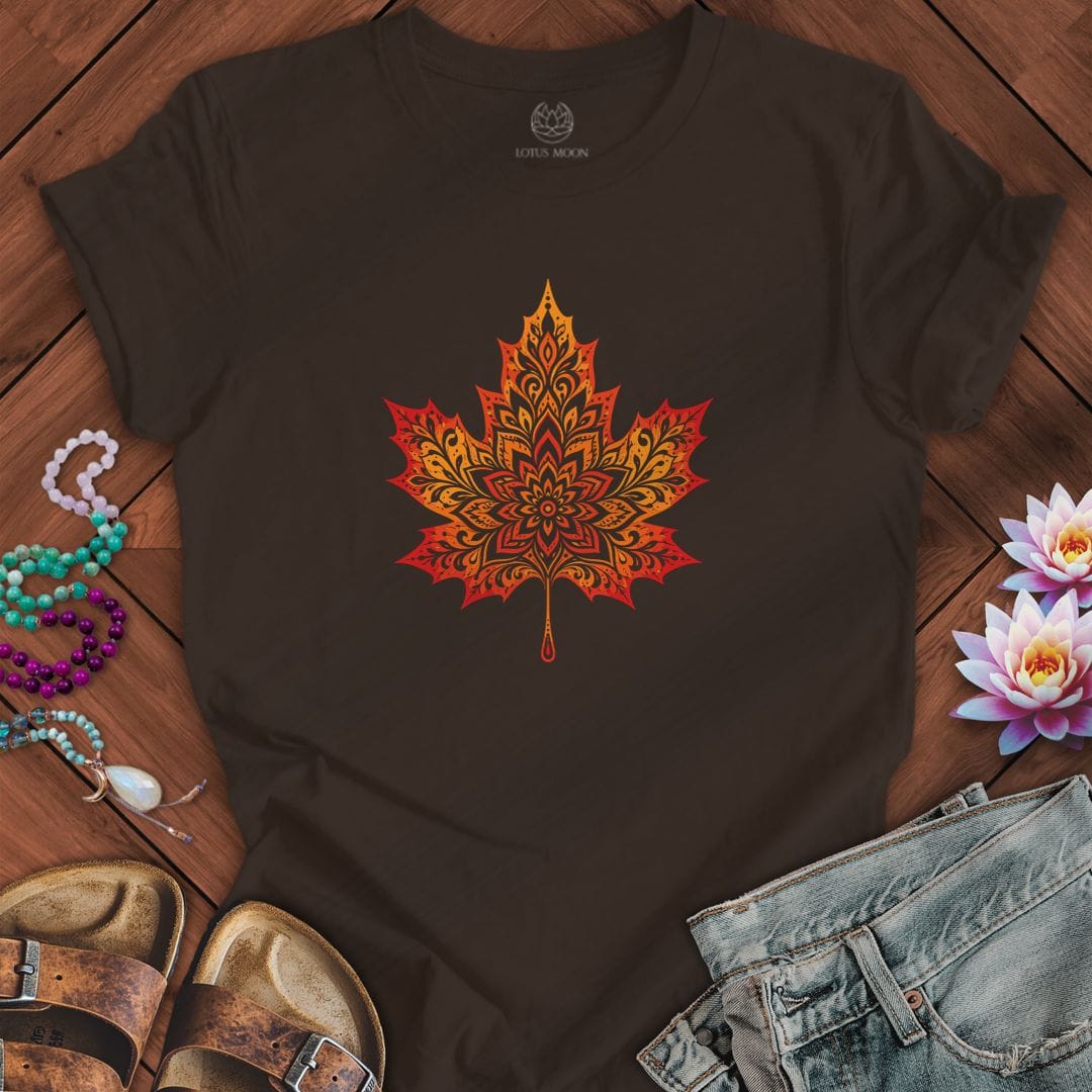 Printify T-Shirt Mandala Autumn Leaf Tee Brown / S