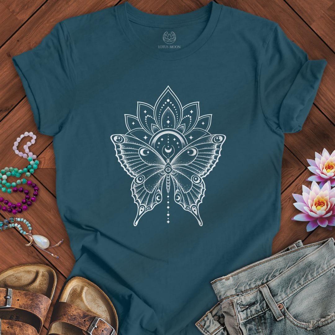 Printify T-Shirt Mandala Butterfly Tee Deep Teal / S