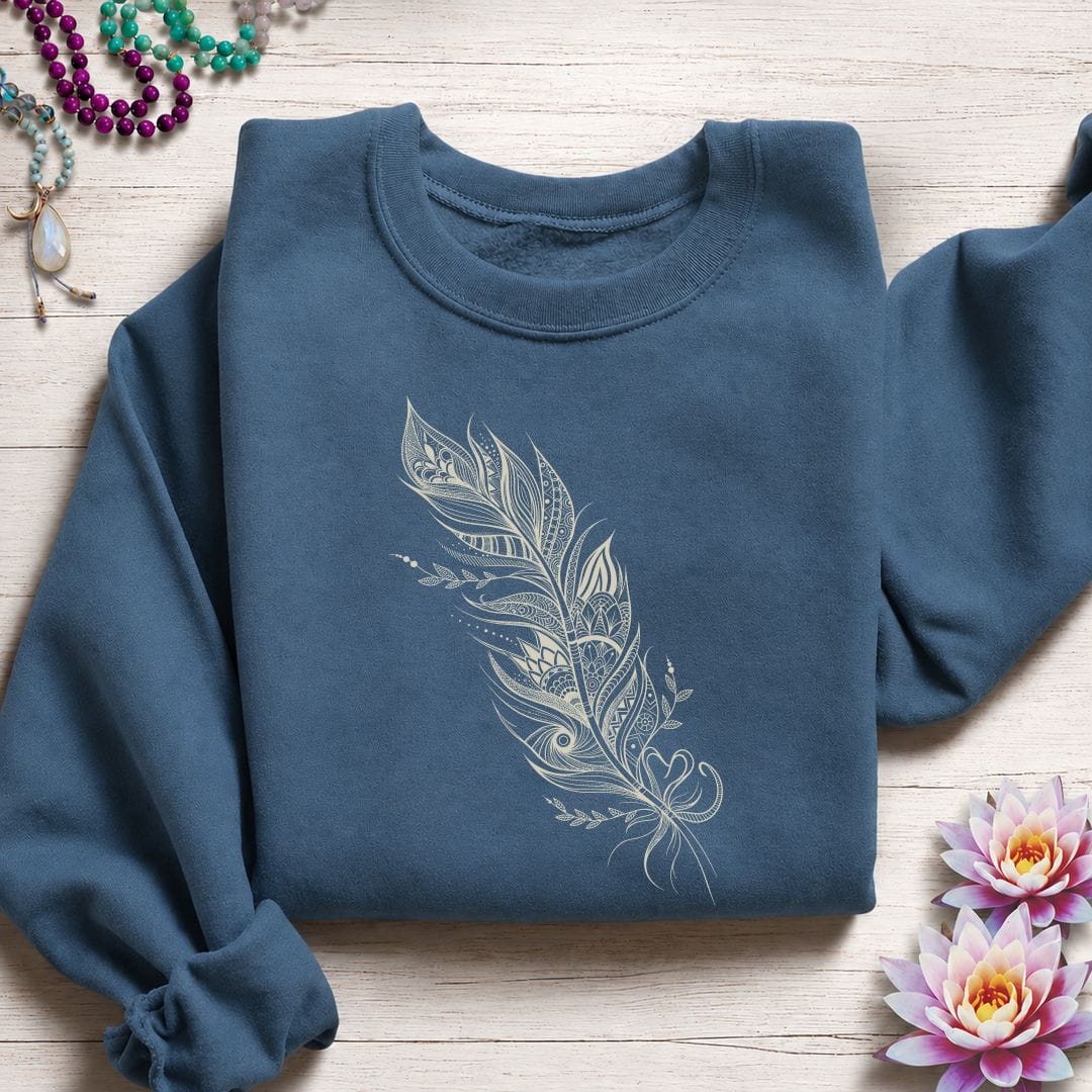 Mandala Feather Sweatshirt Indigo Blue