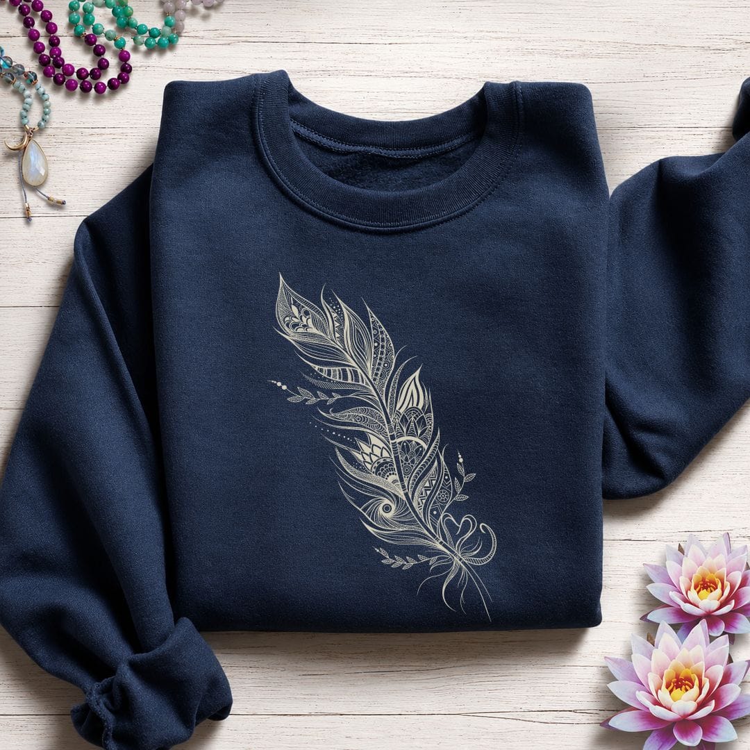 Mandala Feather Sweatshirt Navy