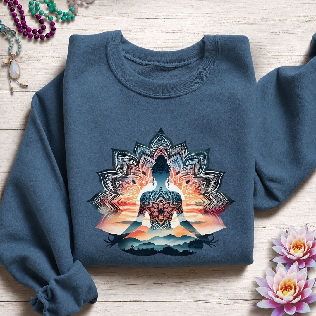 Printify Sweatshirt Mandala Meditation Sweatshirt Indigo Blue / S