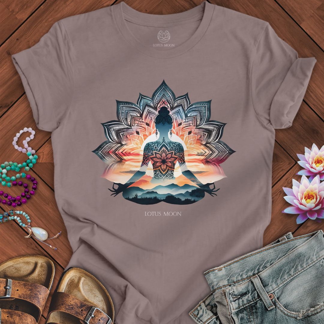 Mandala Meditation Tee Pebble Brown