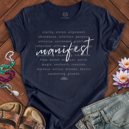 Manifest Text Tee Heather Midnight Navy