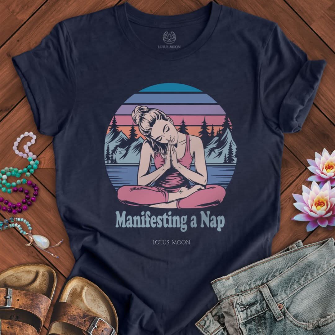 Manifesting a Nap Tee Heather Midnight Navy