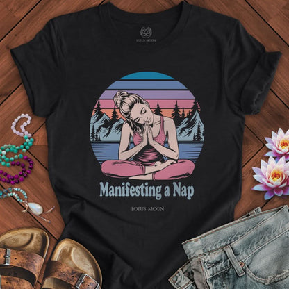 Manifesting a Nap Tee Solid Black Blend