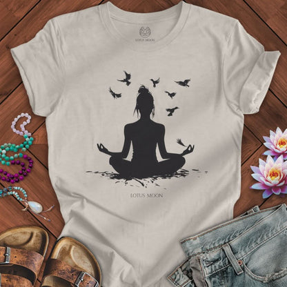 Meditation With Birds Tee Heather Dust