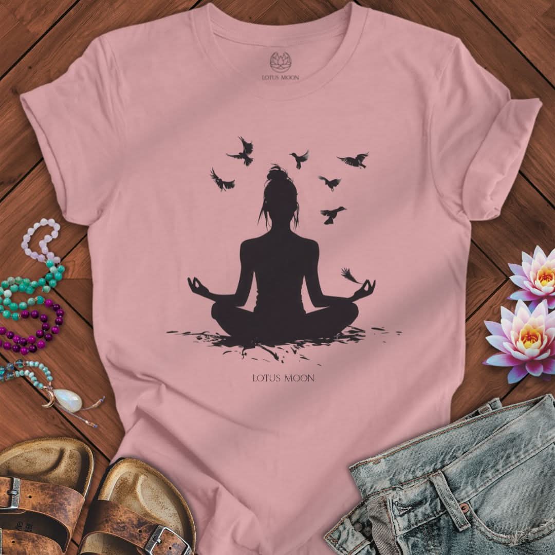 Meditation With Birds Tee Orchid