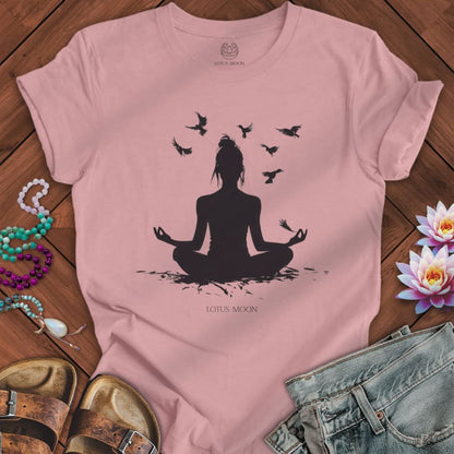 Meditation With Birds Tee Orchid