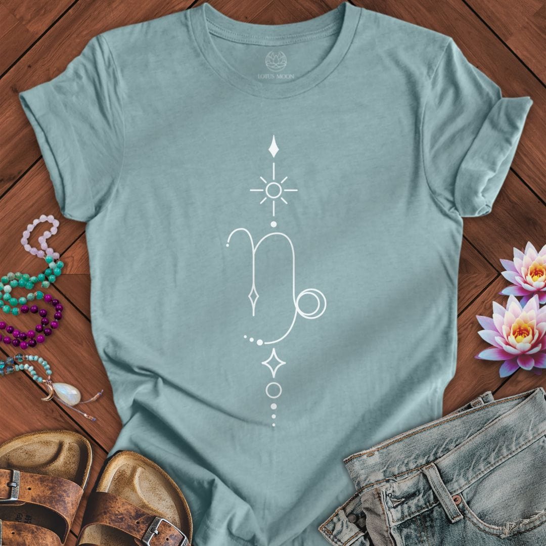 Minimalist Capricorn Tee Heather Blue Lagoon