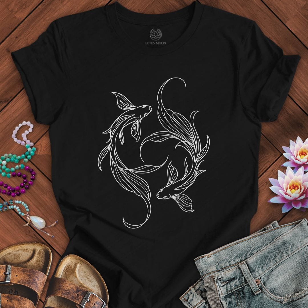 Printify T-Shirt Minimalist Koi Tee Black Heather / S
