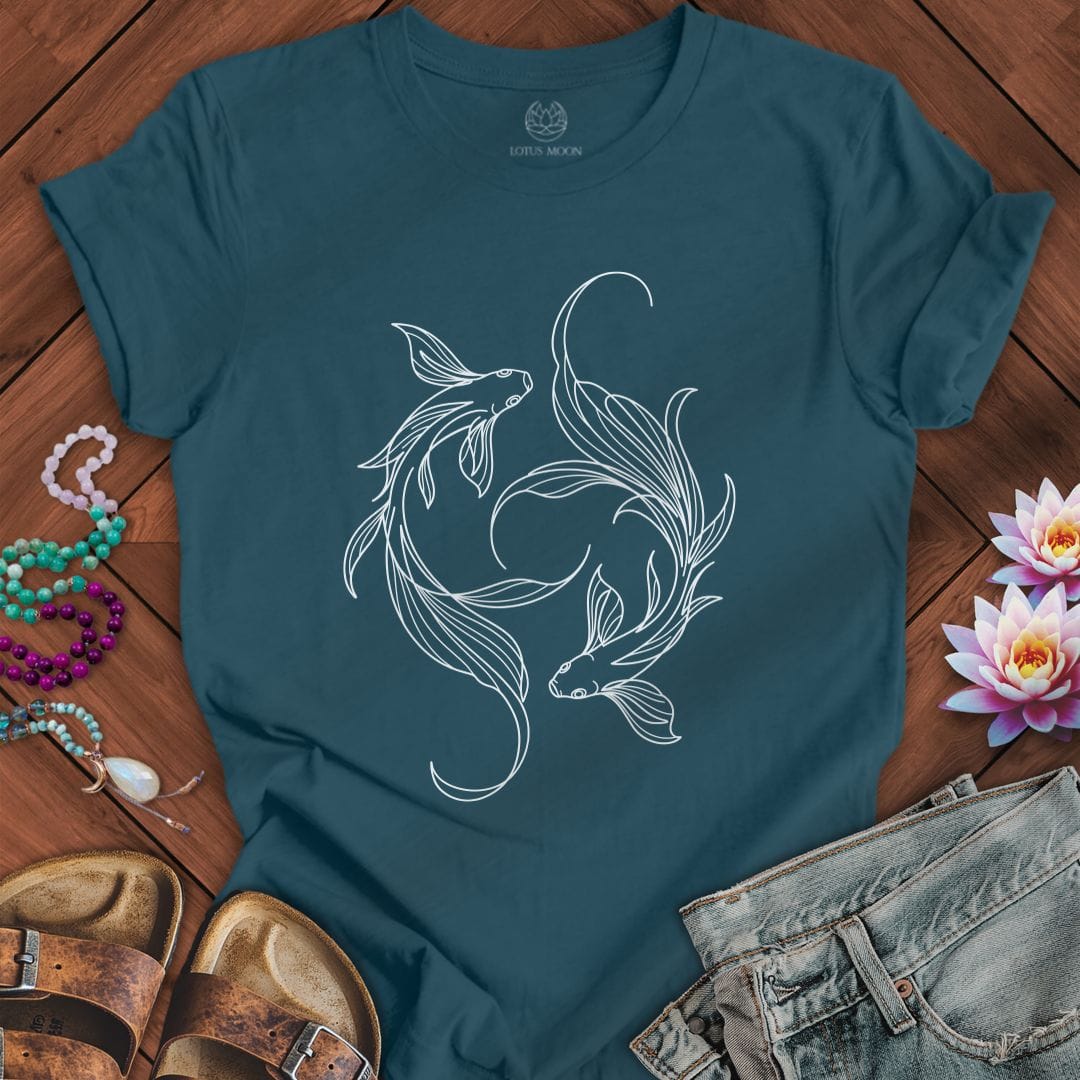 Printify T-Shirt Minimalist Koi Tee Deep Teal / S
