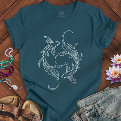Printify T-Shirt Minimalist Koi Tee Deep Teal / S