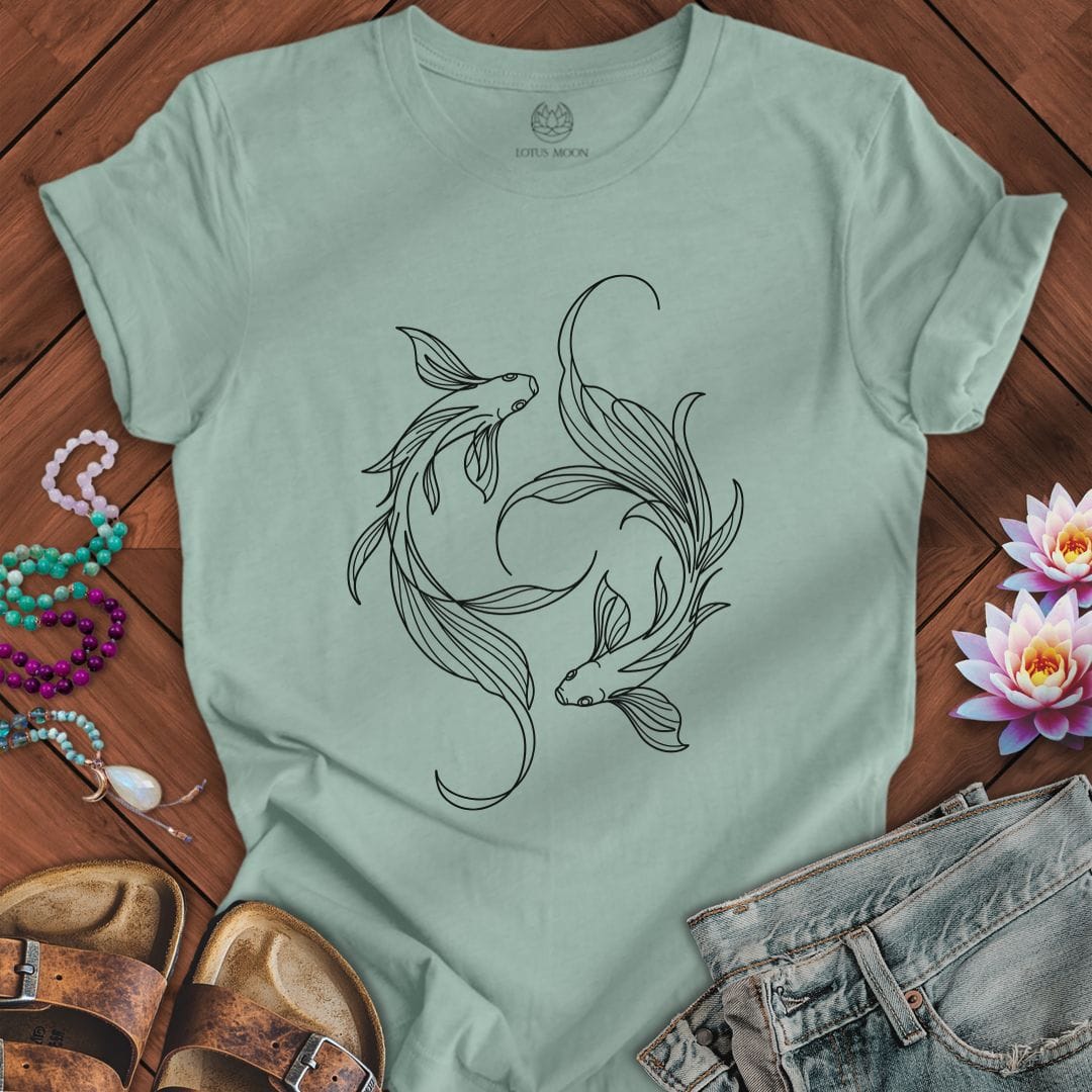 Printify T-Shirt Minimalist Koi Tee Dusty Blue / S