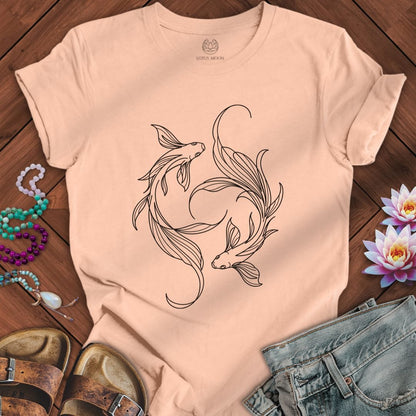 Printify T-Shirt Minimalist Koi Tee Peach / S