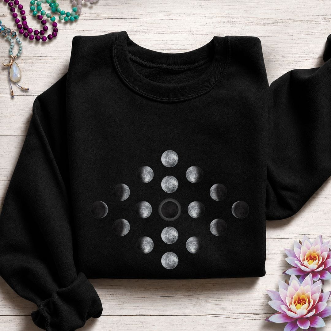 Printify Sweatshirt Moon Phase Diamond Sweatshirt S / Black