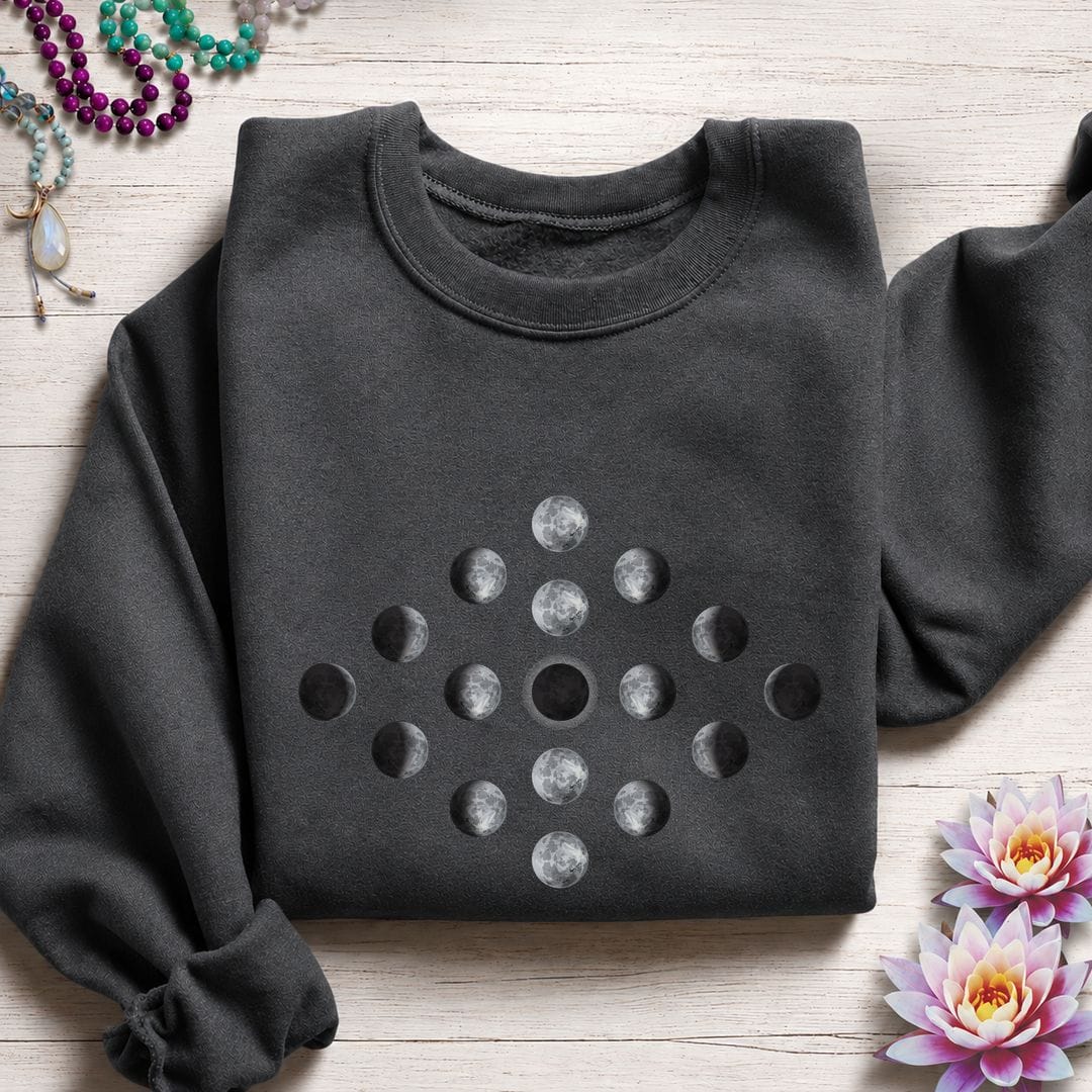 Printify Sweatshirt Moon Phase Diamond Sweatshirt S / Dark Heather