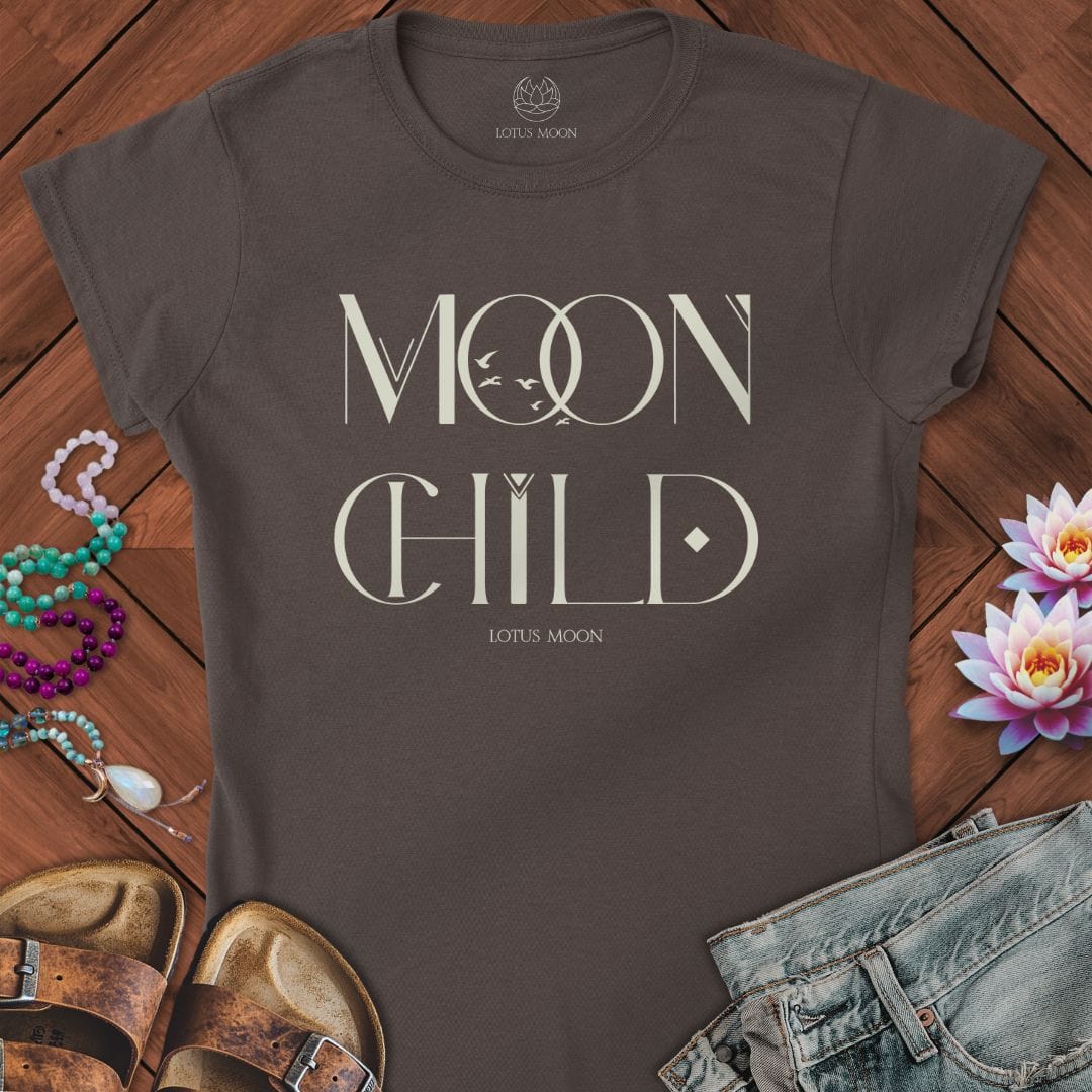 Mystic Moon Child Fitted Tee Dark Chocolate