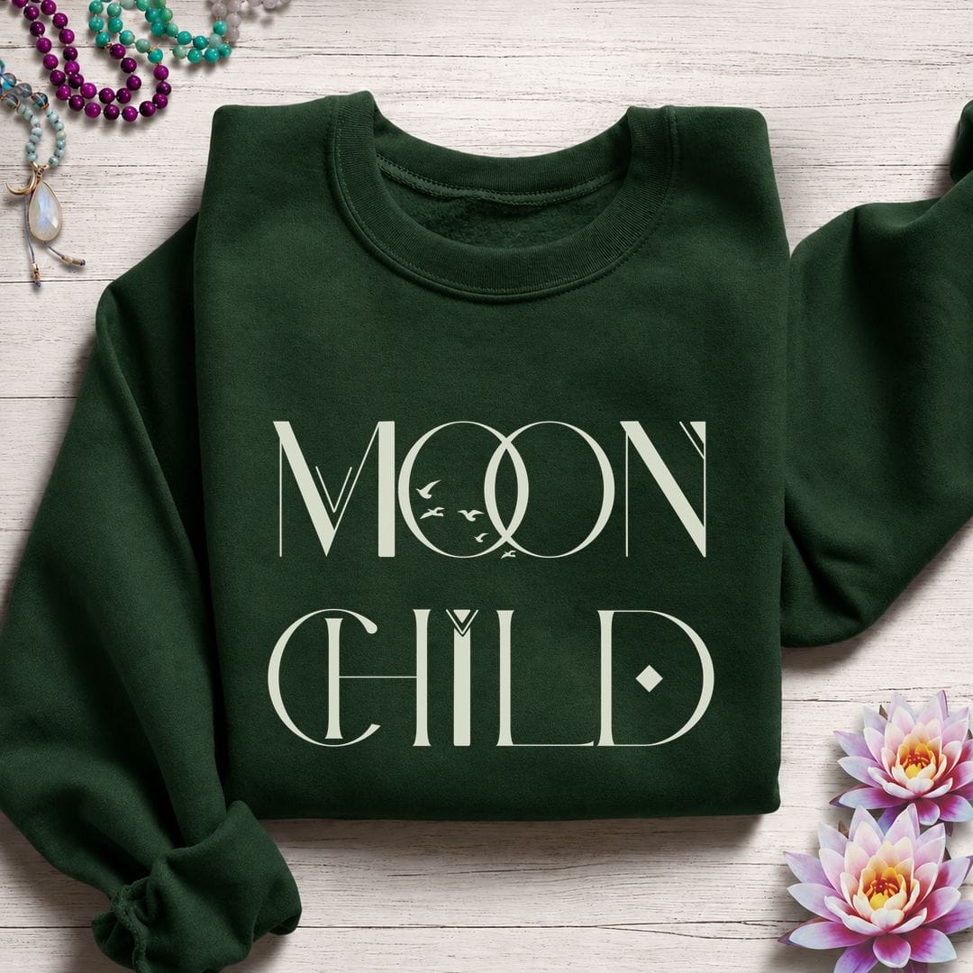 Mystic Moon Child Sweatshirt Forest Green