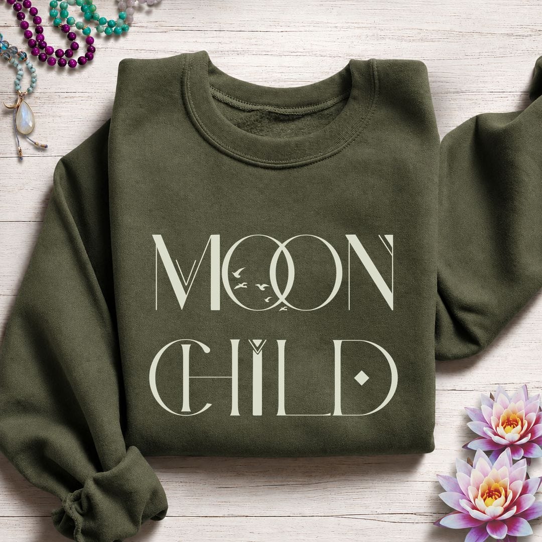 Mystic Moon Child Sweatshirt Military Green