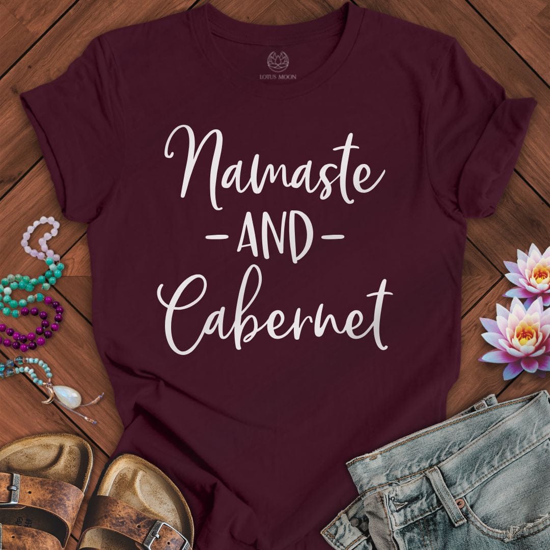 Namaste And Cabernet Tee Maroon