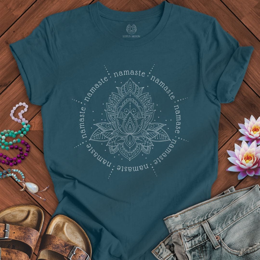 Namaste Lotus Flower Tee Deep Teal