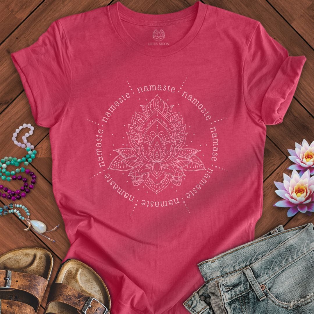 Namaste Lotus Flower Tee Heather Raspberry