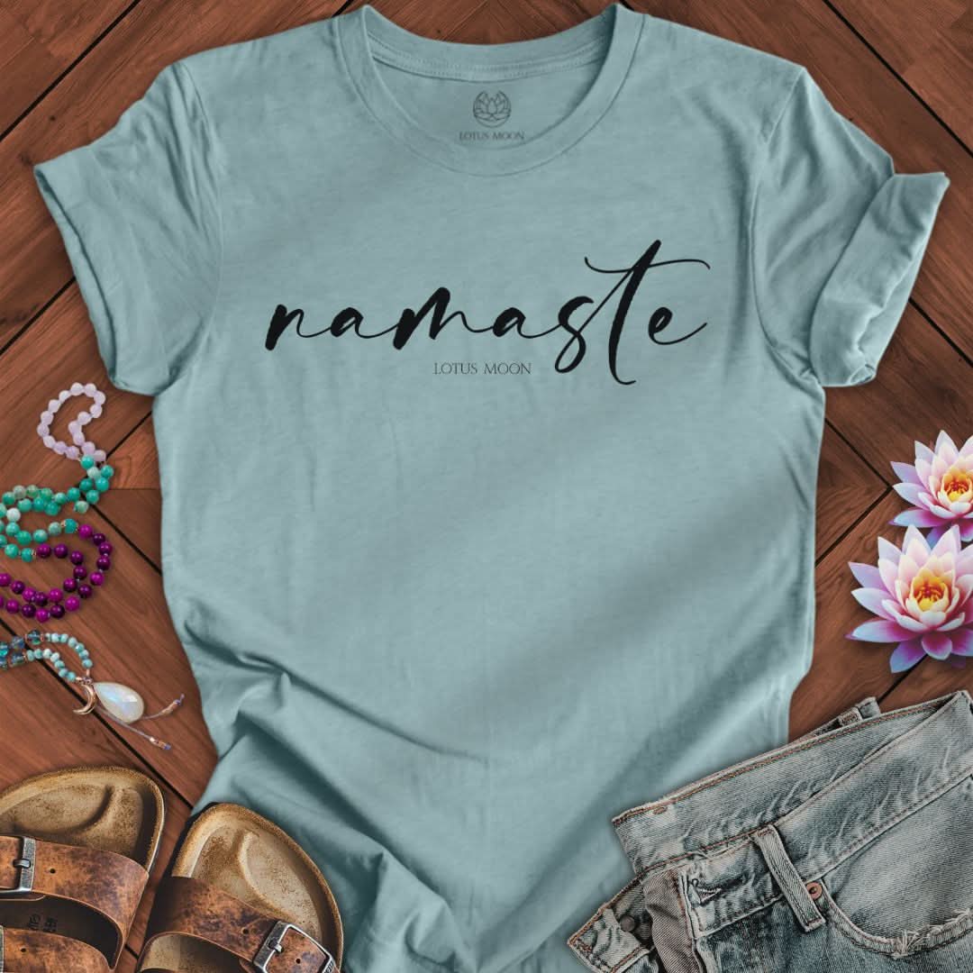 Namaste Tee Heather Blue Lagoon