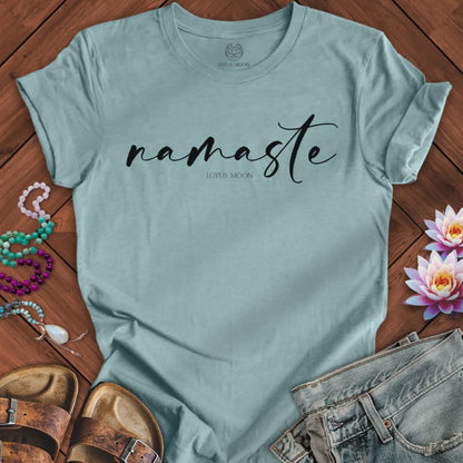 Namaste Tee Heather Blue Lagoon