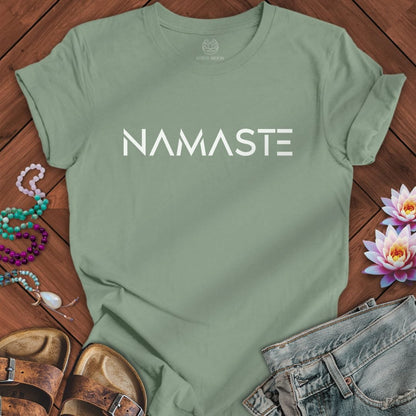 Namaste Text Tee Sage