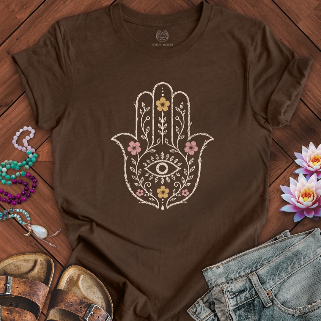 Printify T-Shirt Natural Hamsa Tee Heather Brown / S