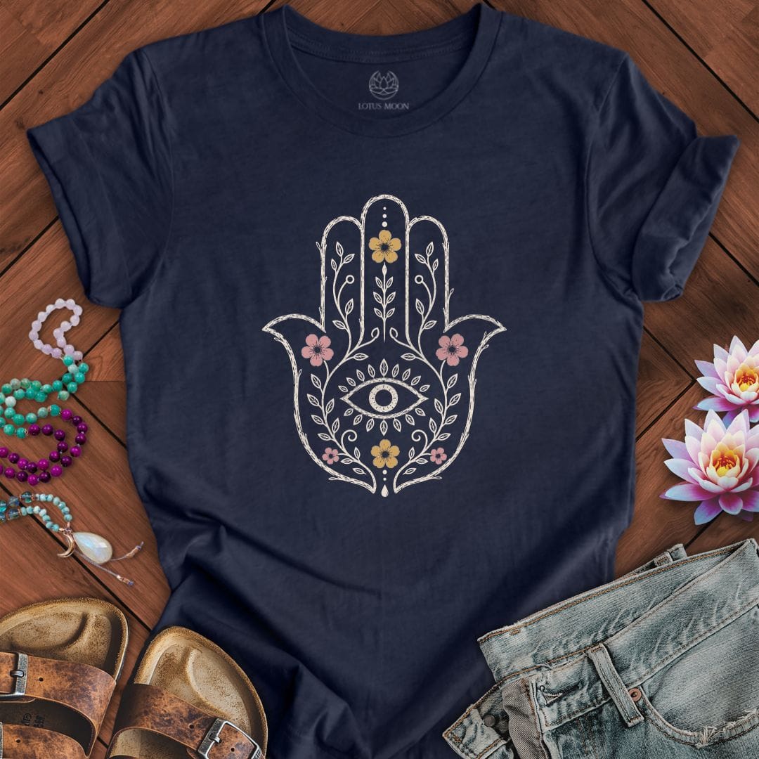 Printify T-Shirt Natural Hamsa Tee Heather Midnight Navy / S